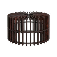 Rift Slatted Wooden Drum Semi Flush Mount Light - Dark