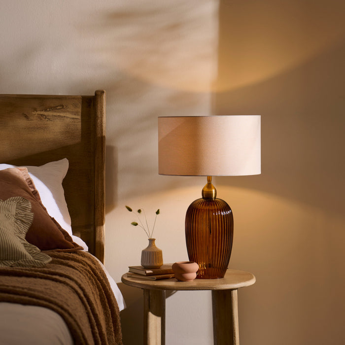 Ramsdell Dark Amber Glass Table Lamp Base - 31cm
