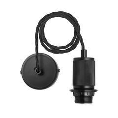 Ribbed Glass Schoolhouse Pendant - 5.5 Inch - Black Holder