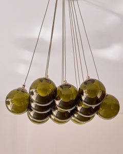 Riley olive green glass cluster drop pendant light