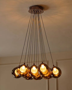 Riley olive green glass cluster drop pendant light
