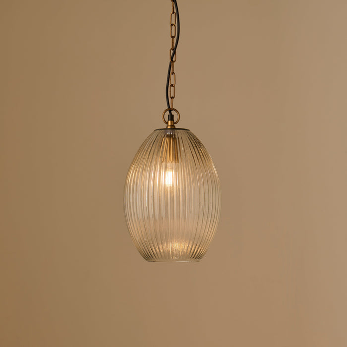 Rosehill 31cm Glass Pendant Light - Clear & Gold