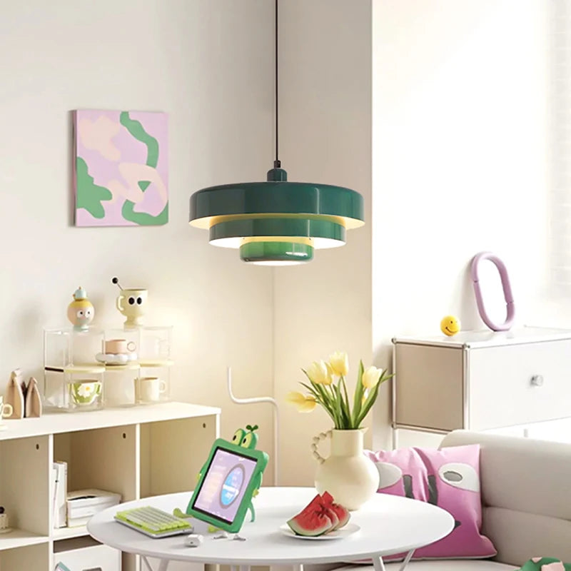 Tiered Pendant Light, Metal Shade, Cord Suspension, Bulb Not Included for Dining Room
