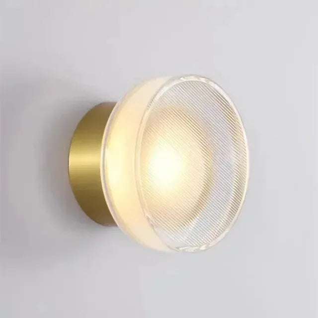 Ribbed Round LED Wall Light, Three-Colour Option, Wall Switch, Warm & Cool White