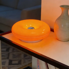 Donut Table Lamp, Rounded Body, Yellow Light, USB Power Source for Bedside Use