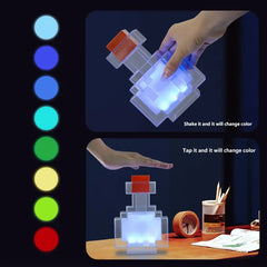 Pixel Potion Bottle Table Lamp, Block Shape, Changing Light, Desk & Bedroom Accent