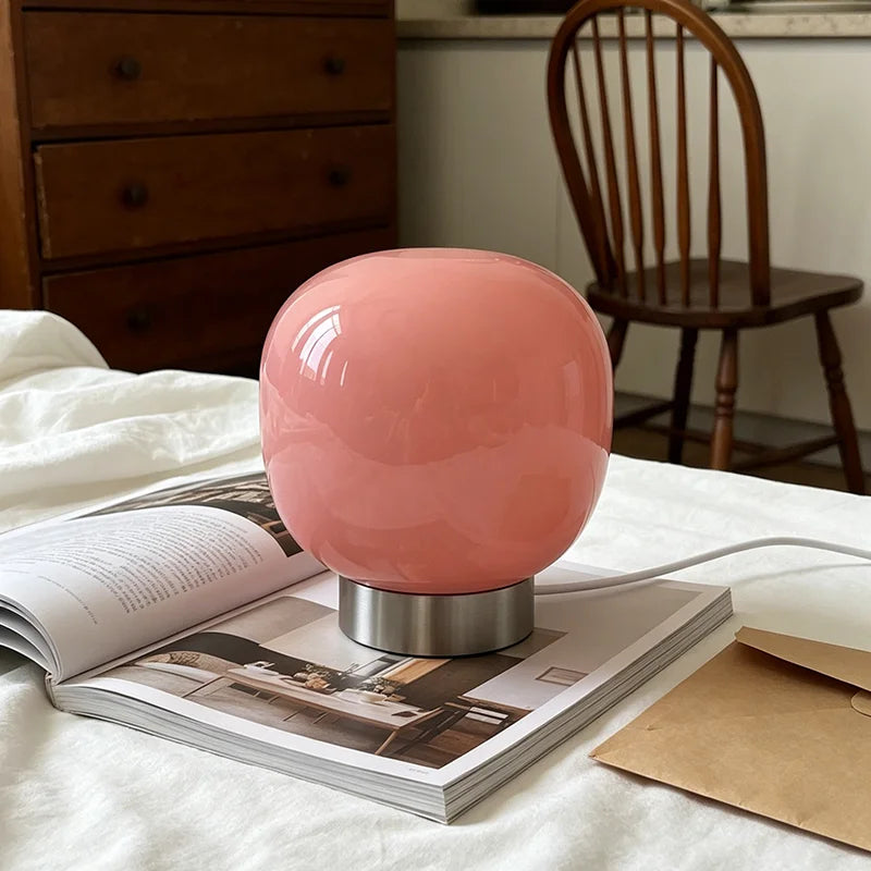 Mushroom Table Lamp, Glass Shade, USB Powered, Six Shade Options, Iron Base