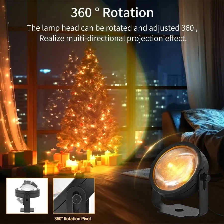 RGB Sunset Projector Table Lamp, App & Remote Control Options, Circular Light Effect