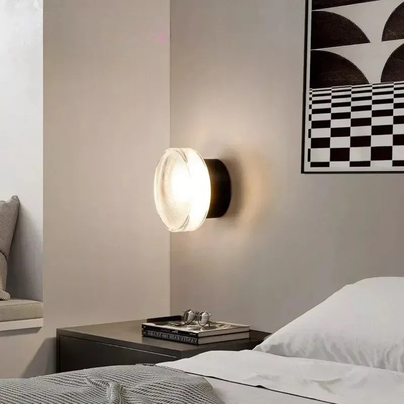Ribbed Round LED Wall Light, Three-Colour Option, Wall Switch, Warm & Cool White