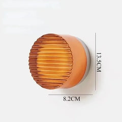 Ribbed Round LED Wall Light, Three-Colour Option, Wall Switch, Warm & Cool White