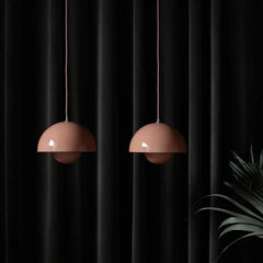 Painted Metal Dome Pendant Light, Half Sphere Shade with an Inner Ball, Gloss Black Finish, 23cm, Dining Room & Living Room