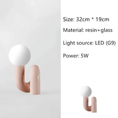 Loop Frame Desk Lamp, Curved Sculptural Form, Four Finishes, UK Plug, Globe Shade