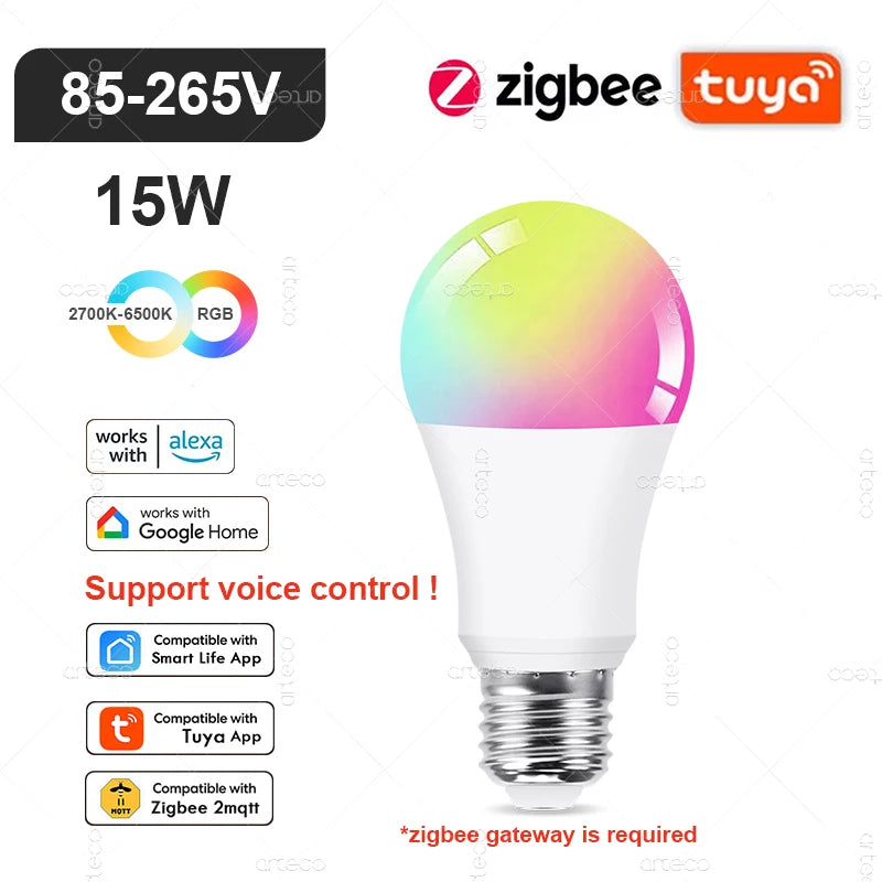 Smart LED Light Bulbs, WiFi, Zigbee & Bluetooth Connections, Several Fitting Bases for Home
