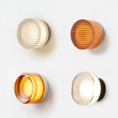 Ribbed Round LED Wall Light, Three-Colour Option, Wall Switch, Warm & Cool White