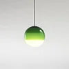 Opal Glass Globe Pendant Light, Green Two-Tone Finish, 15cm Diameter, Integrated LED, Bedroom, Bedside & Home Office