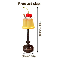 Yellow Pudding Table Lamp, Cherry Detail, Warm Decorative Glow for a Bedside Table