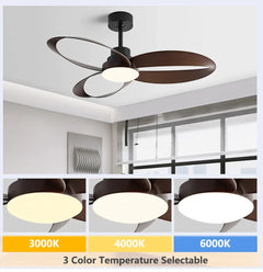 Modern ceiling fan – Wooden blades, dimmable LED lighting for the living room or bedroom