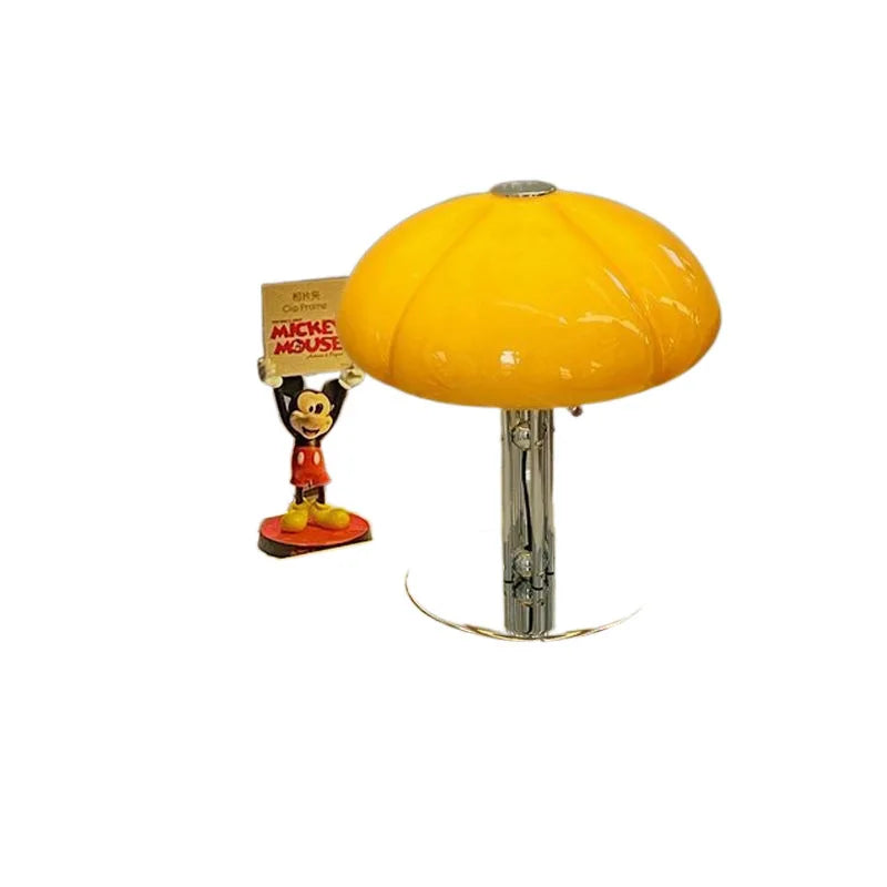 Dome Table Lamp, Glass Shade, Reflective Metal Stem, Bedroom Accent, UK Plug
