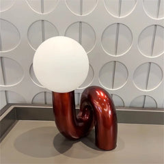 Loop Frame Desk Lamp, Curved Sculptural Form, Four Finishes, UK Plug, Globe Shade
