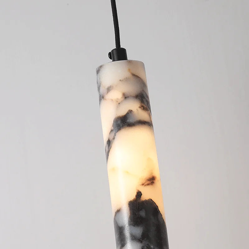 Natural Marble Cylinder Pendant Light, 4 × 28 cm, Integrated LED