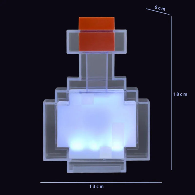 Pixel Potion Bottle Table Lamp, Block Shape, Changing Light, Desk & Bedroom Accent