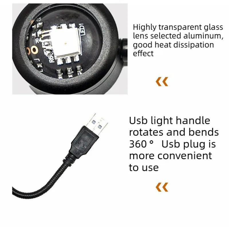 Compact USB Sunset Projector, Flexible Neck, Circular Light Effect