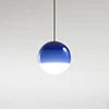 Opal Glass Globe Pendant Light, Blue Two-Tone Finish, 15cm Diameter, Integrated LED, Bedroom, Bedside & Home Office