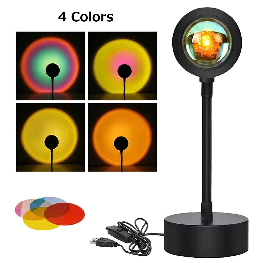 RGB Sunset Projector Table Lamp, App & Remote Control Options, Circular Light Effect