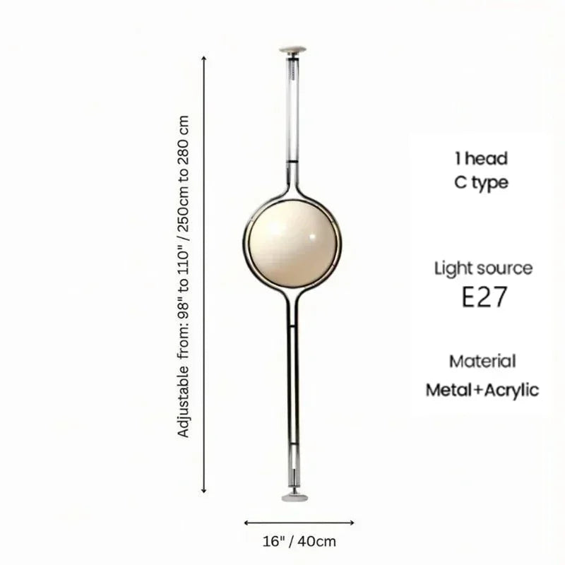 Globe Standing Lamp, Metal Frame and Acrylic Shades, E27, UK Plug