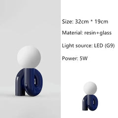 Loop Frame Desk Lamp, Curved Sculptural Form, Four Finishes, UK Plug, Globe Shade
