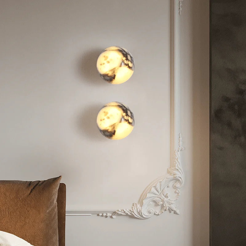 Round Natural Marble Wall Light, 12 cm, G9 Bulb Fitting
