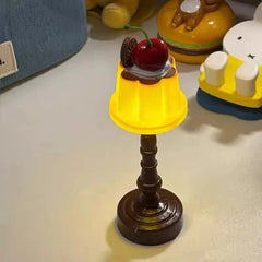 Yellow Pudding Table Lamp, Cherry Detail, Warm Decorative Glow for a Bedside Table