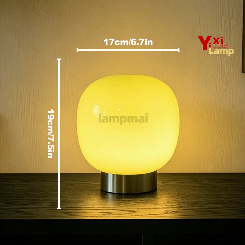 Mushroom Table Lamp, Glass Shade, USB Powered, Six Shade Options, Iron Base