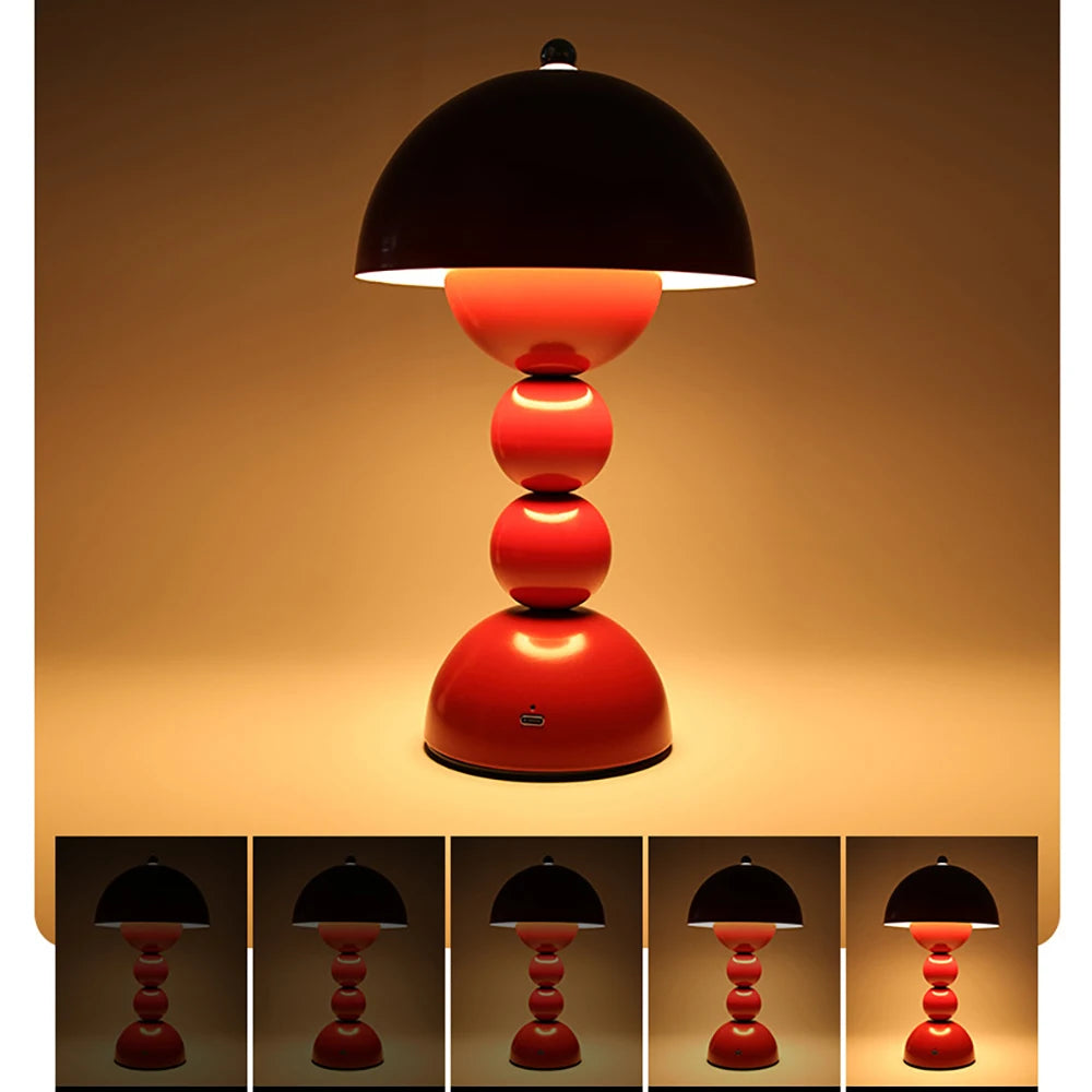 Flower Bud Table Lamp, Glossy Dome Shade, Three Light Settings, Touch Control
