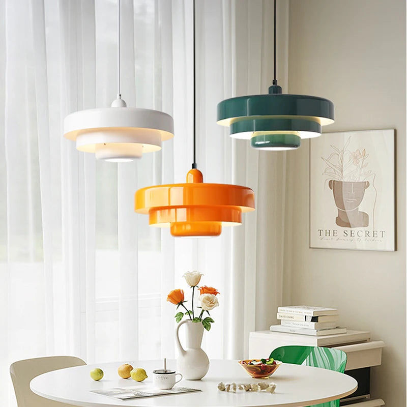 Tiered Pendant Light, Metal Shade, Cord Suspension, Bulb Not Included for Dining Room