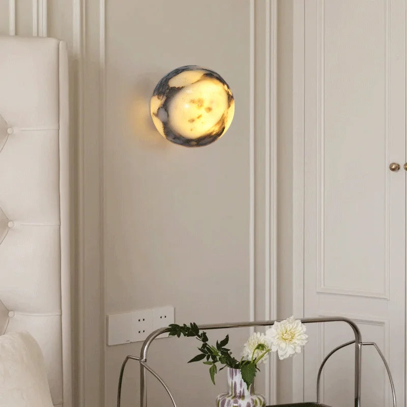 Round Natural Marble Wall Light, 12 cm, G9 Bulb Fitting