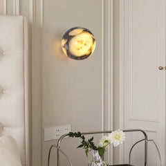 Round Natural Marble Wall Light, 12 cm, G9 Bulb Fitting
