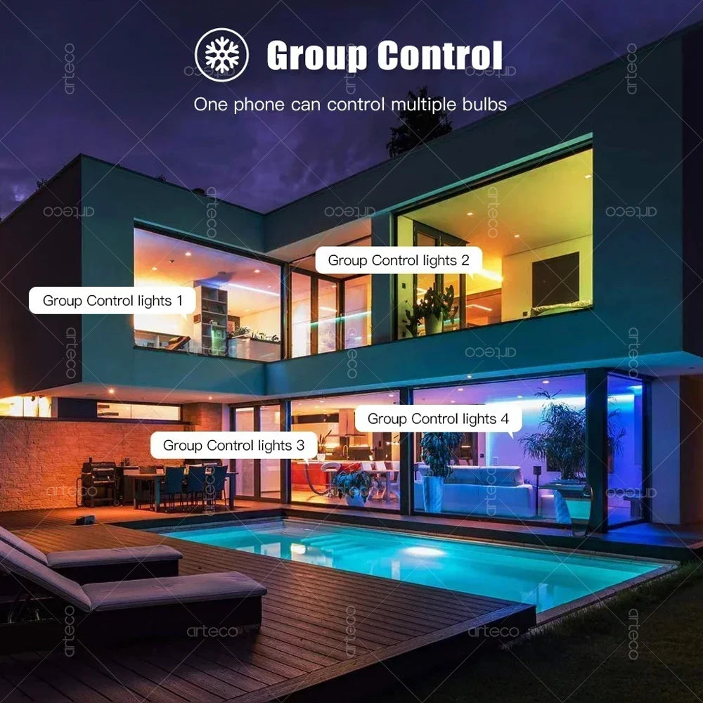 Smart LED Light Bulbs, WiFi, Zigbee & Bluetooth Connections, Several Fitting Bases for Home