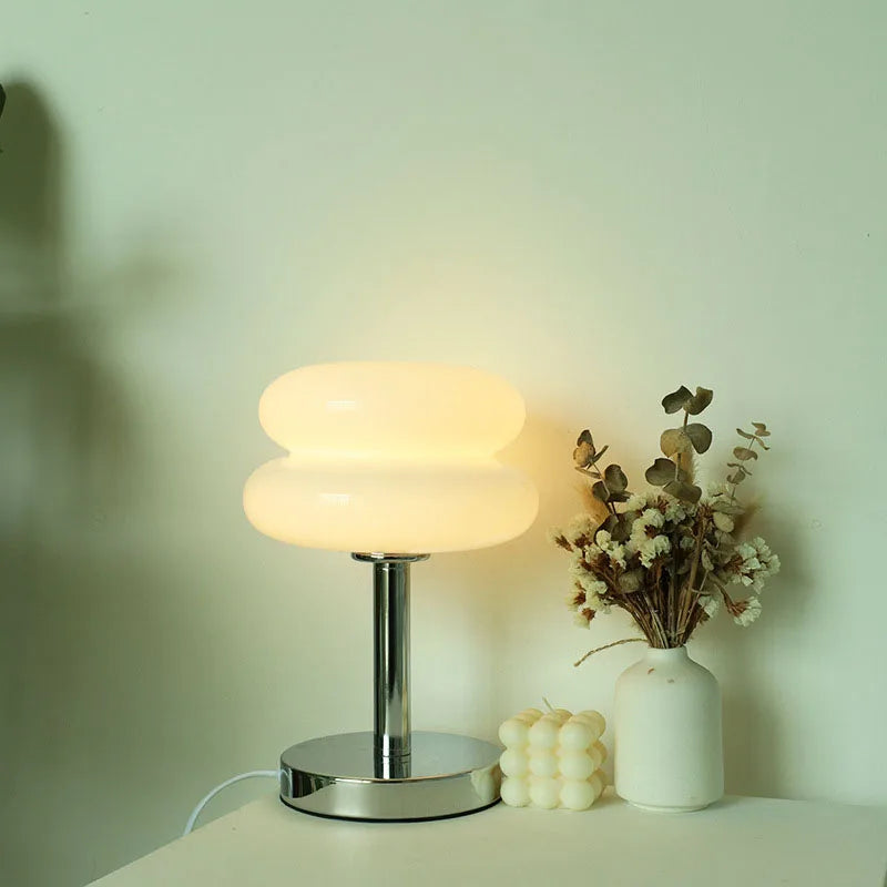 Glass Table Lamp, USB Powered LED, Double Dome or Rounded Shade