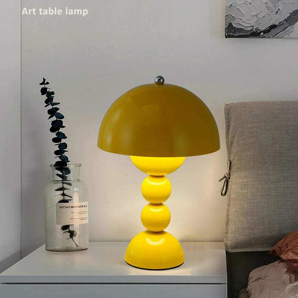 Flower Bud Table Lamp, Glossy Dome Shade, Three Light Settings, Touch Control