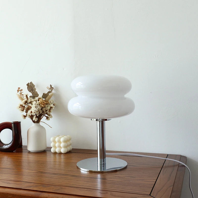Glass Table Lamp, USB Powered LED, Double Dome or Rounded Shade