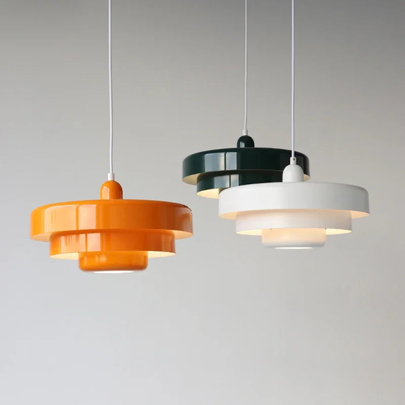 Tiered Disc Pendant Light, Layered Shade, Hardwired Fitting, Dining Table & Kitchen Island