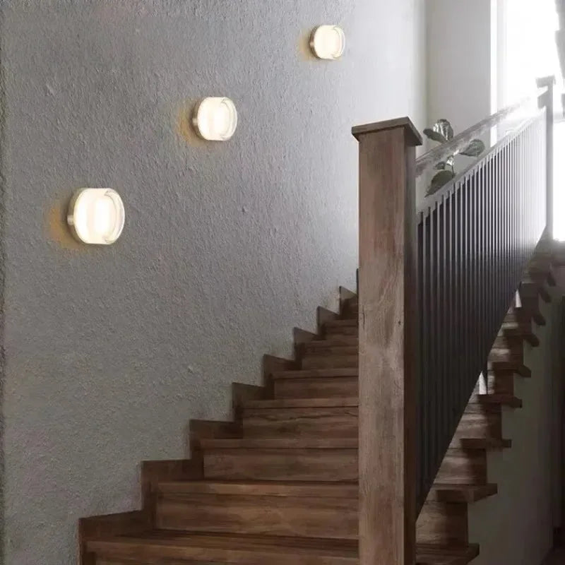 Ribbed Round LED Wall Light, Three-Colour Option, Wall Switch, Warm & Cool White