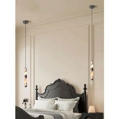 Natural Marble Cylinder Pendant Light, 4 × 28 cm, Integrated LED
