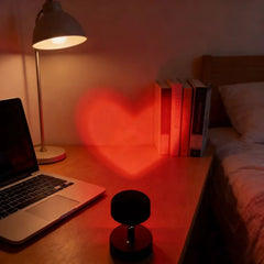 Heart Projector Table Lamp, USB Powered, Heart Shaped Light Effect, Bedroom Accent