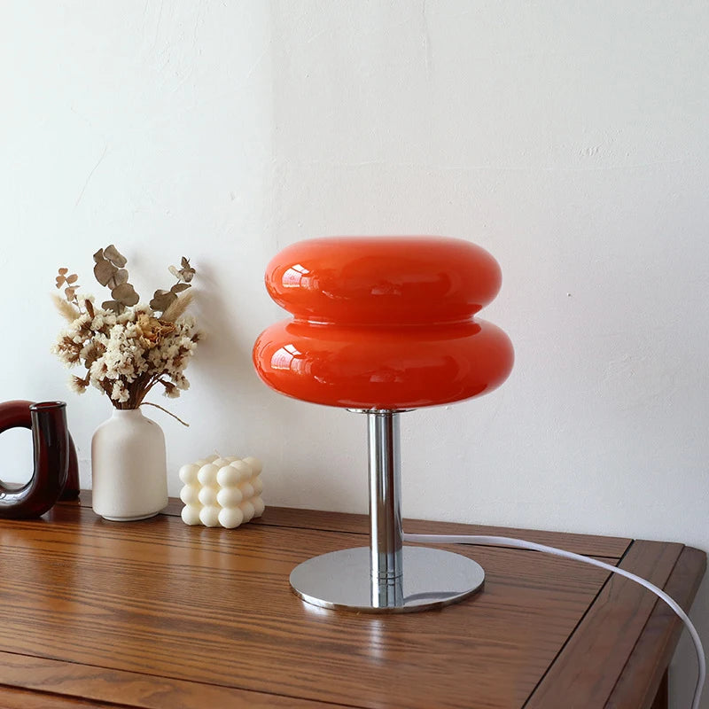 Glass Table Lamp, USB Powered LED, Double Dome or Rounded Shade