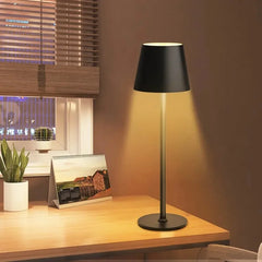 Cone Shade Table Lamp, Touch Control, Three Light Settings for Bedside, USB Rechargeable