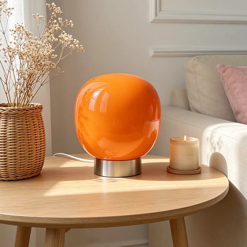 Mushroom Table Lamp, Glass Shade, USB Powered, Six Shade Options, Iron Base