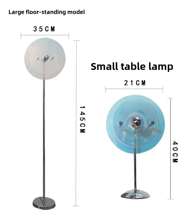 Circular Acrylic Table & Floor Lamps, USB Powered, Inline On/Off Switch