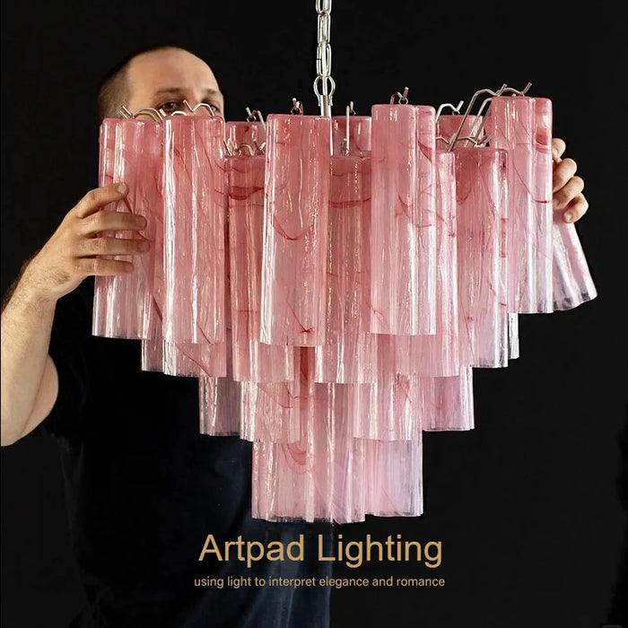 Layered Glass Chandelier, Coloured Glass Shades, E14 Bulbs Included